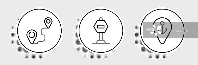 带有定位锚点和路线的线条设置图片素材