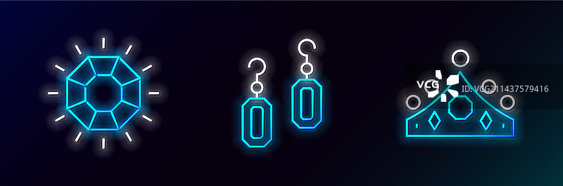 皇冠钻石耳环线条图标图片素材