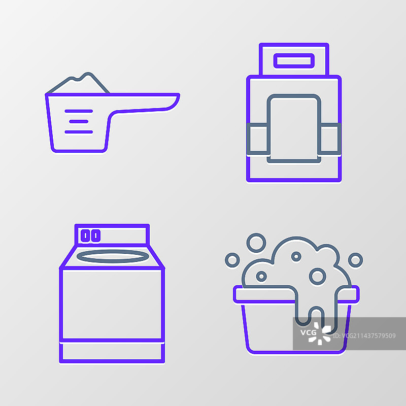 带肥皂水的脸盆与洗衣机组合图片素材