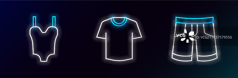 短裤泳衣T恤线性图标图片素材