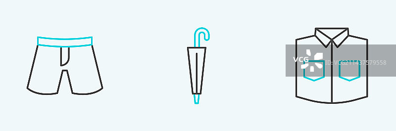 衬衫、短裤或长裤和雨伞图标图片素材