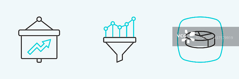 线条画：饼图信息图展示板图片素材