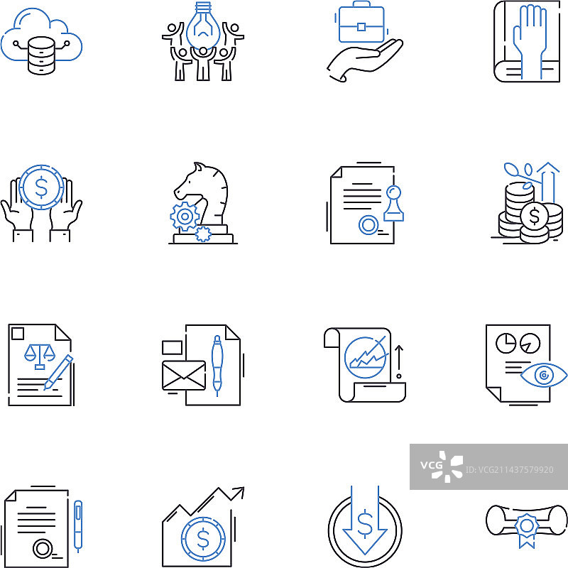 律师辩护线性图标合集图片素材