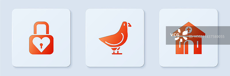 鸽子锁和心与教堂建筑图片素材