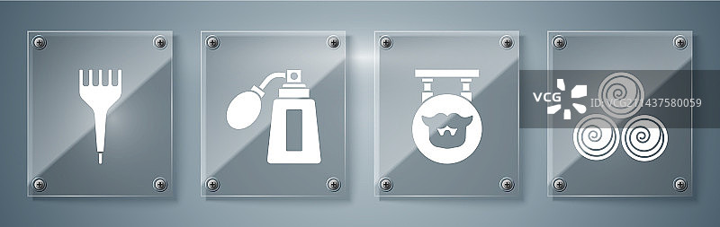 卷起的毛巾理发店须后水瓶套装图片素材