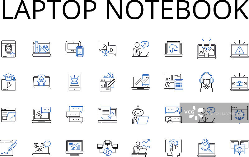 笔记本电脑便携式线性图标合集图片素材