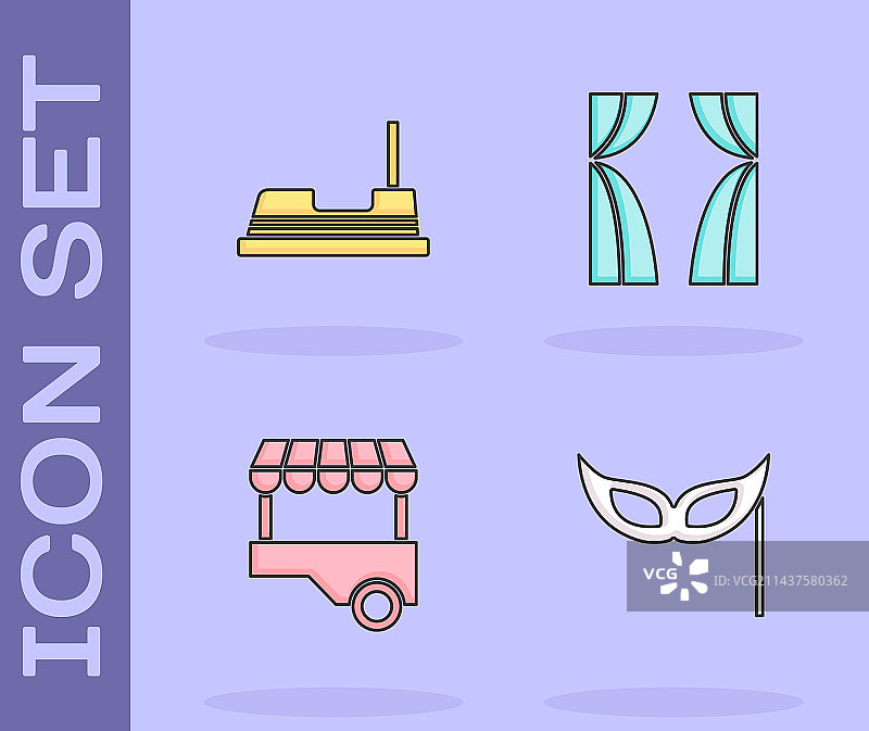 节日面具、碰碰车与街头小吃图片素材