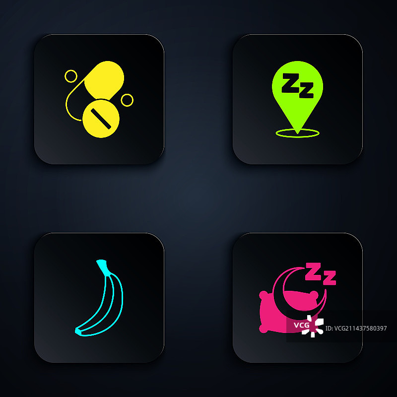 睡眠时间：维生素药丸、香蕉图片素材