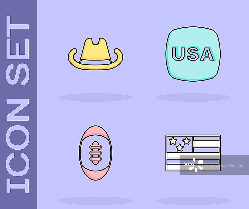 美国国旗西部牛仔帽橄榄球套装图片素材