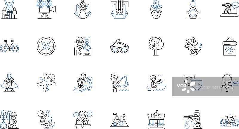 探险旅行线性图标合集图片素材