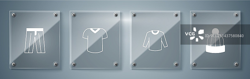 冬季帽子、毛衣、T恤与裤子方块图片素材