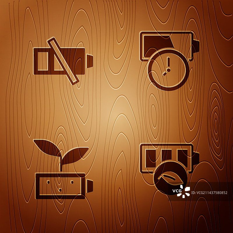 环保树叶电池低电量套装图片素材