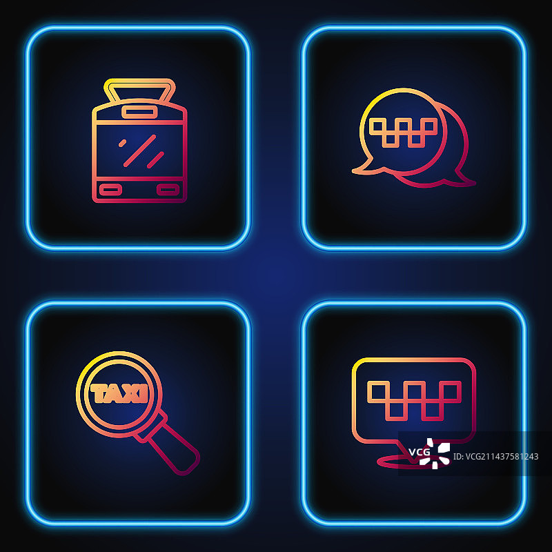 出租车放大镜线条定位图片素材