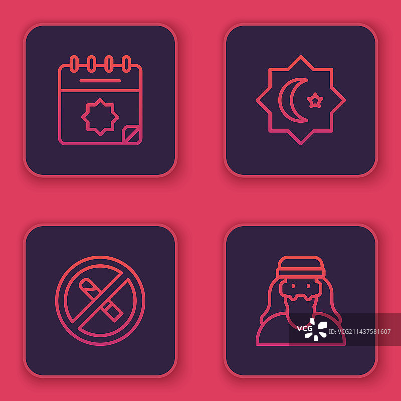 线稿斋月日历禁止吸烟八边形图片素材