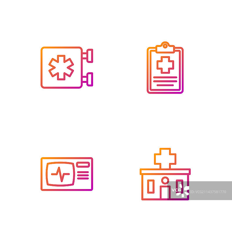医院大楼监视器线条组合图片素材