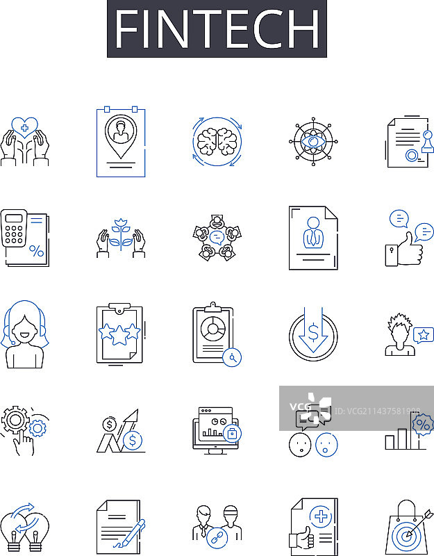 金融科技线性图标合集图片素材