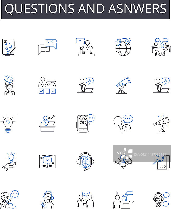 问答线性图标合集图片素材