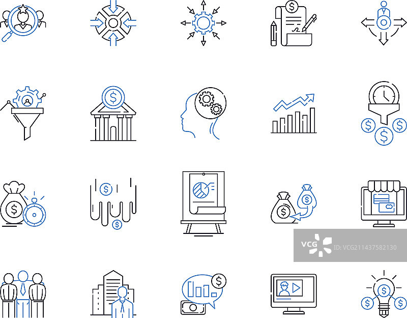 虚拟店面线性图标合集图片素材