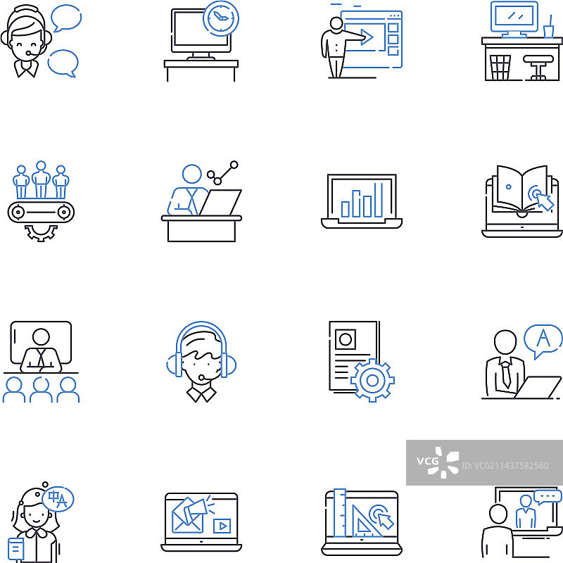 收入赚取者线条图标集合，薪水图片素材