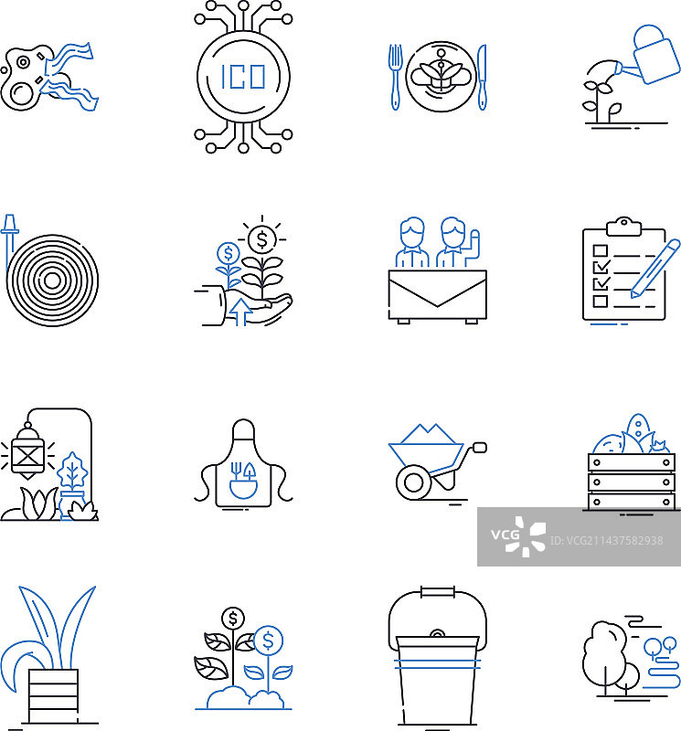 生物燃料工厂线条图标集乙醇图片素材