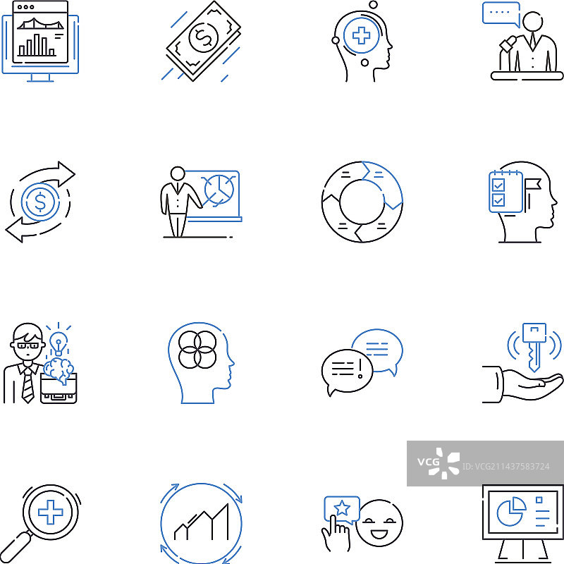 数字金融线性图标合集图片素材