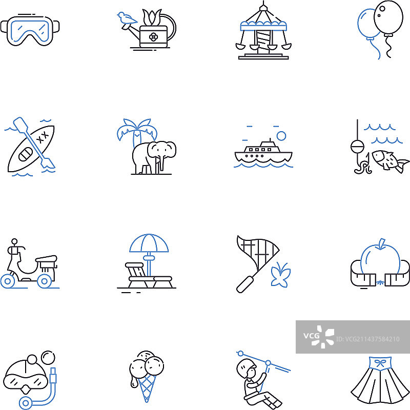 放松身心的天气和体育活动线性图标图片素材