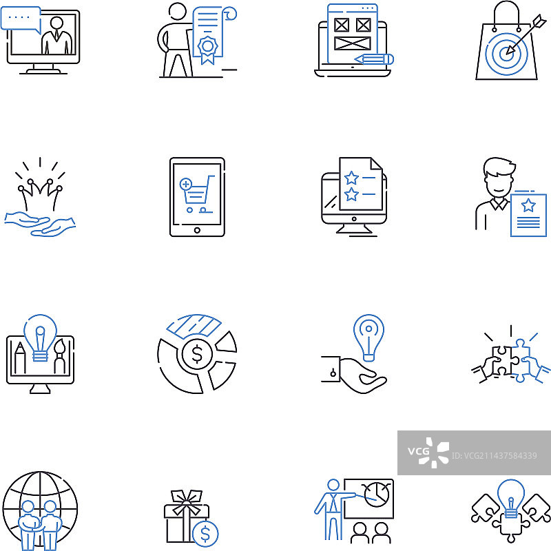 股票外汇交易线性图标合集图片素材