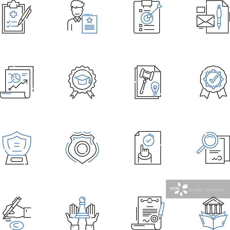 尊严荣誉线性图标合集图片素材