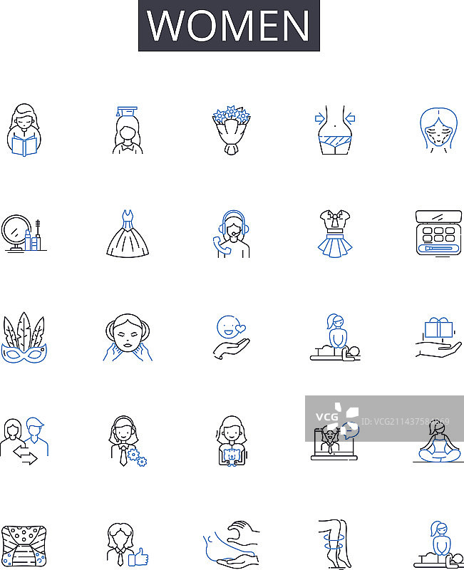女性线条图标合集图片素材