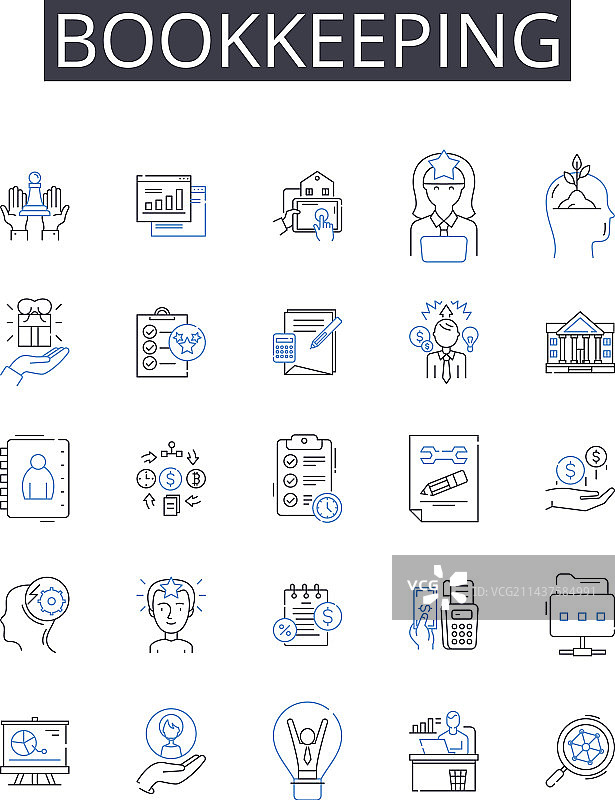 会计线性图标合集图片素材