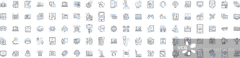 科技小工具商店线条图标合集图片素材