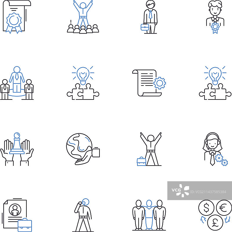 地缘政治景观线性图标合集图片素材