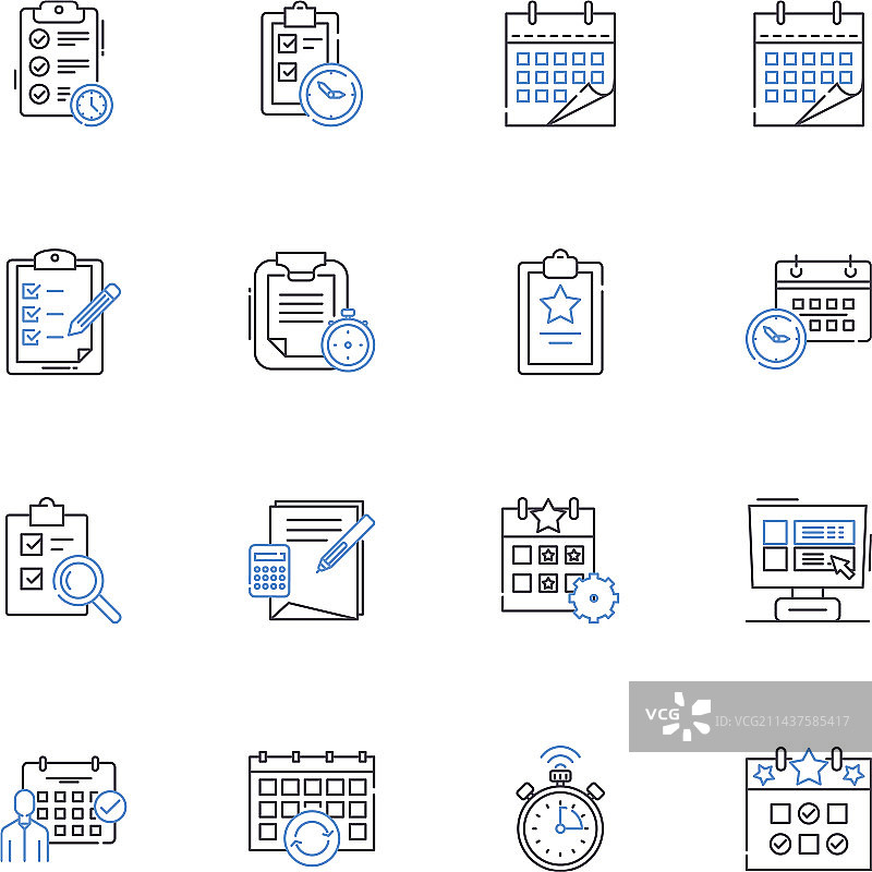 预约线性图标集合日程表图片素材