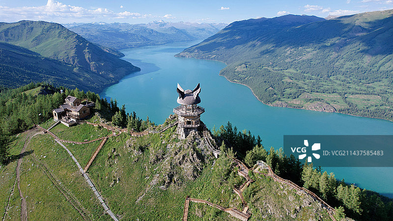 新疆喀纳斯观鱼台俯拍图片素材