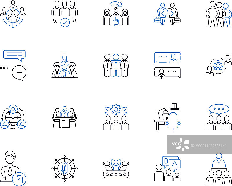 指导团队线性图标集合领导力图片素材