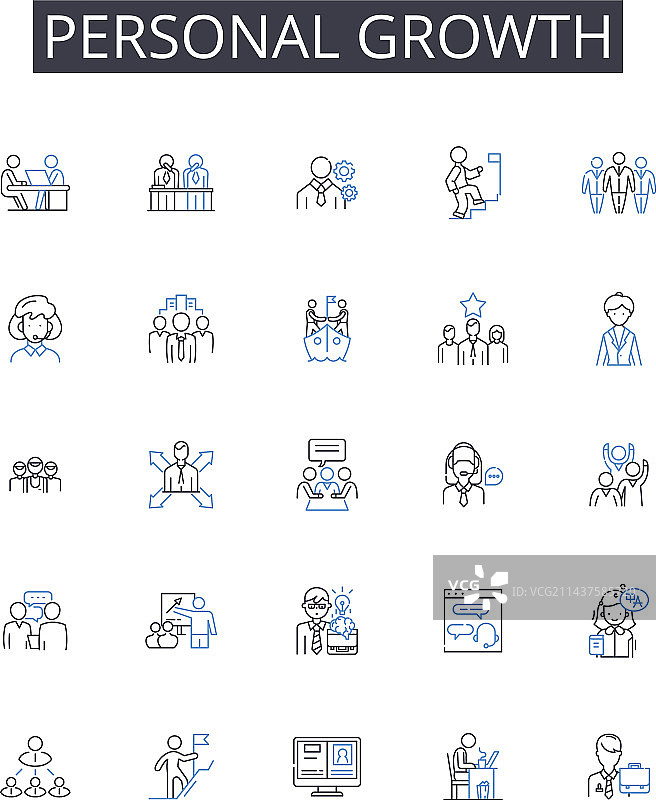 个人成长线性图标集合太阳风图片素材