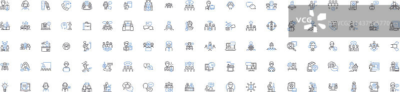 团队成员线性图标合集图片素材