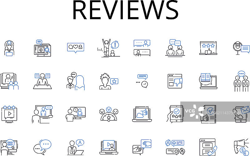 评价线性图标集合反馈意见图片素材