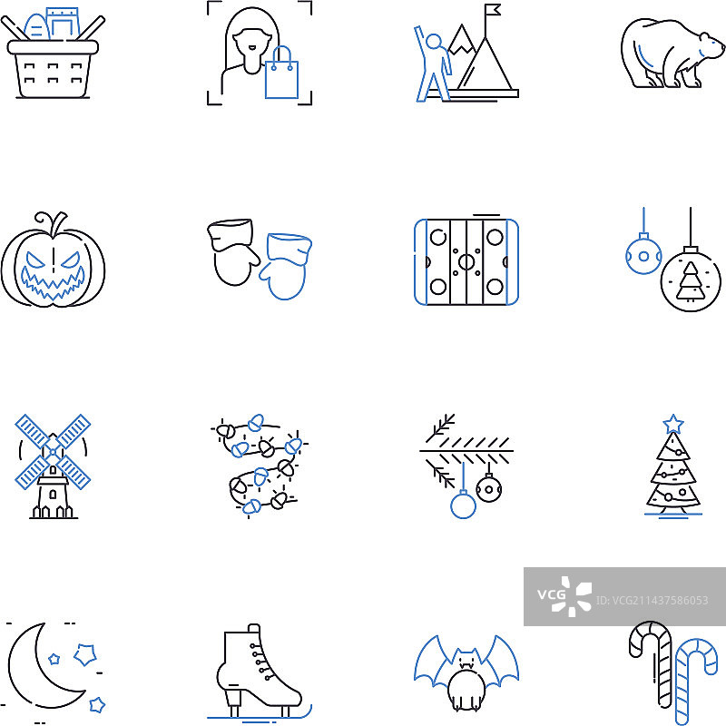 狂欢节线条图标系列，含嘉年华珠子图片素材