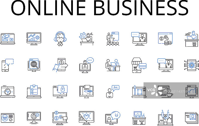 线上商务线性图标合集图片素材