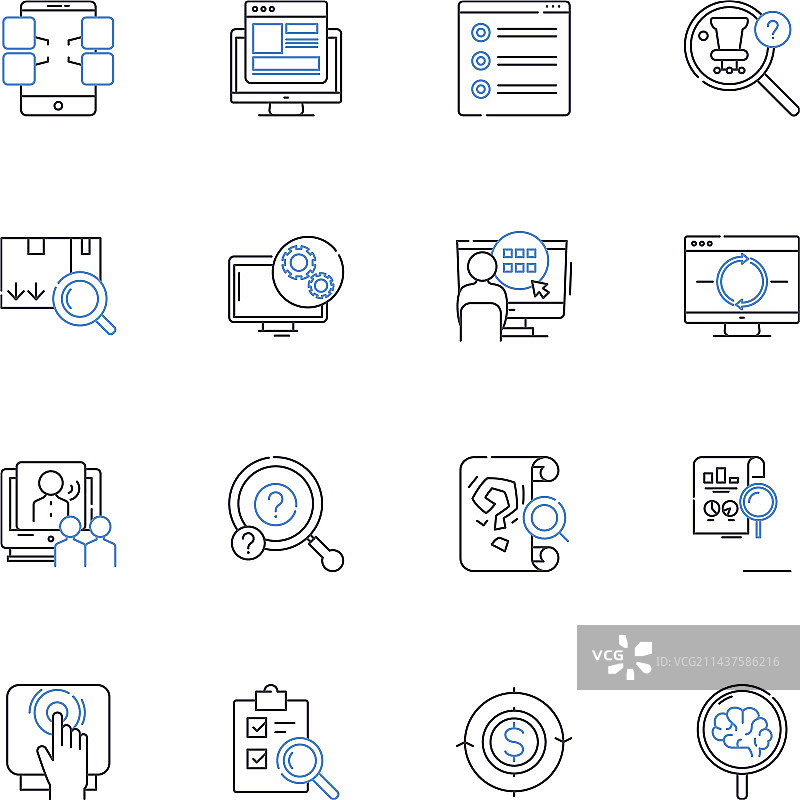 上下波动线条图标合集图片素材