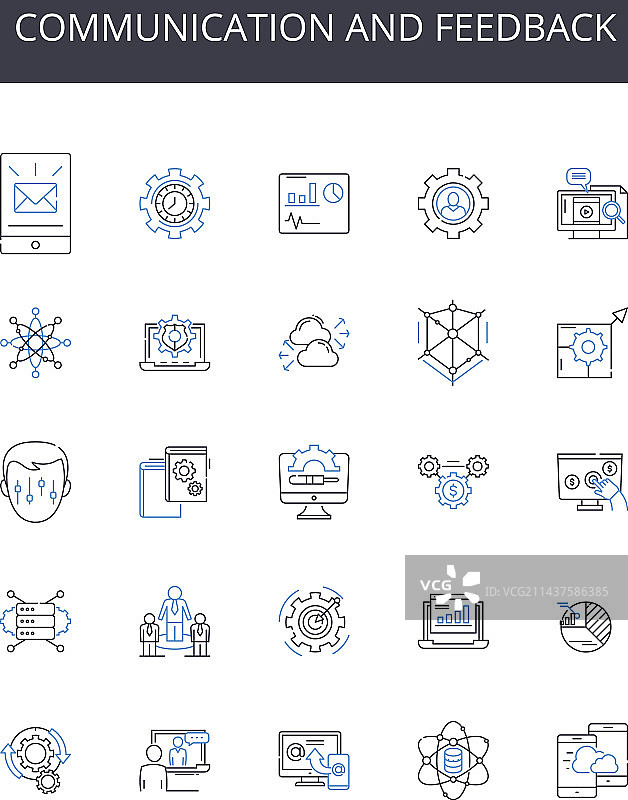沟通与反馈线性图标合集图片素材