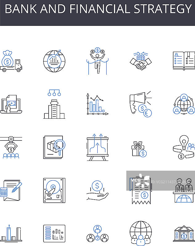 银行与金融策略线性图标合集图片素材
