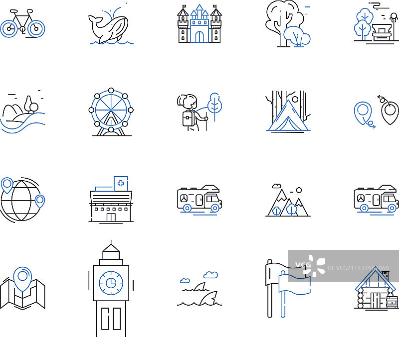 历史旅游线路地标图标合集图片素材