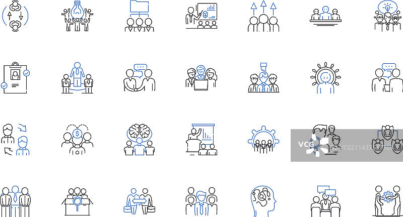 协同和谐线性图标集合排列图片素材