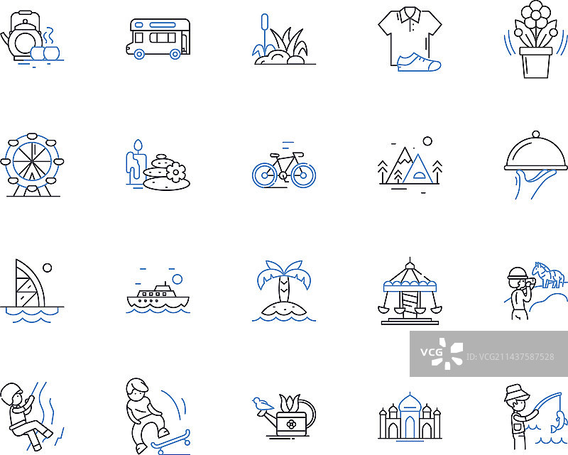 自然远足线路图标集合图片素材