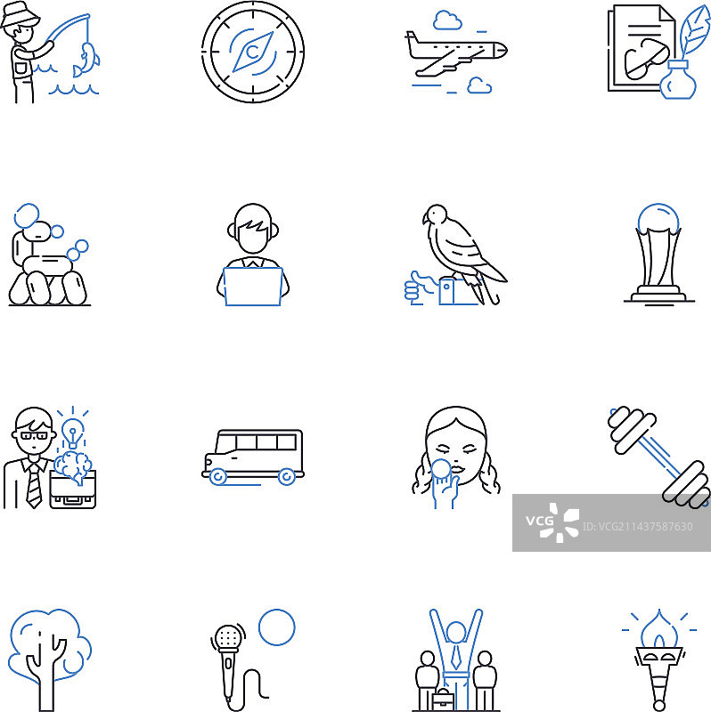 团队游戏线性图标协作系列图片素材