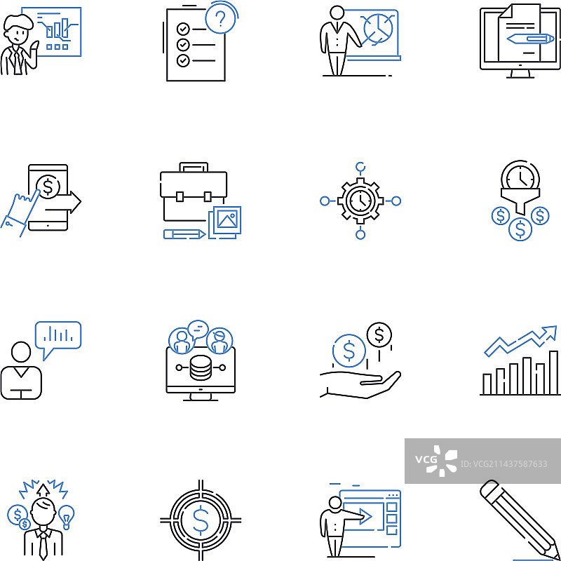 人际交往能力线性图标合集图片素材