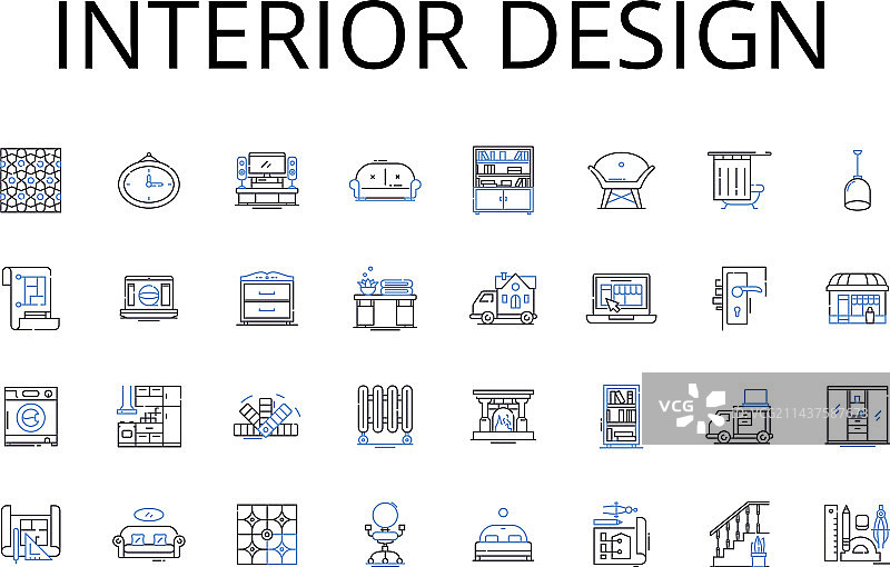 室内设计线性图标图片素材
