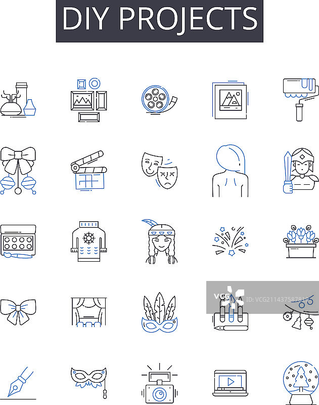 DIY项目露营线性图标集图片素材